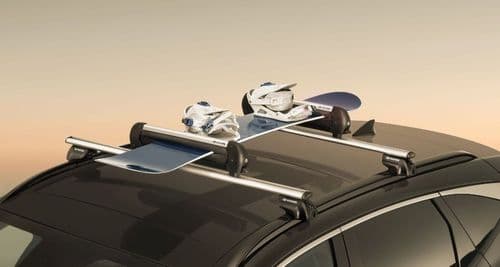 Roof rack with snowboard
